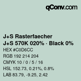 Farbcode: J+S Rasterfaecher - J+S 570K 020% · Black 0% | qconv.com