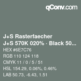 カラーコード: J+S Rasterfaecher - J+S 570K 020% · Black 50% | qconv.com