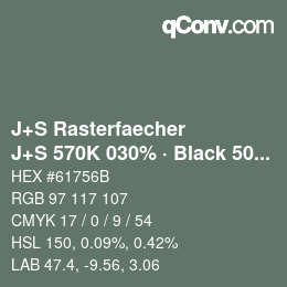 カラーコード: J+S Rasterfaecher - J+S 570K 030% · Black 50% | qconv.com