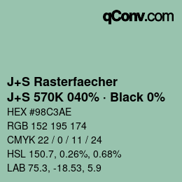 Code couleur: J+S Rasterfaecher - J+S 570K 040% · Black 0% | qconv.com