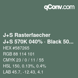 Farbcode: J+S Rasterfaecher - J+S 570K 040% · Black 50% | qconv.com
