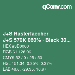 カラーコード: J+S Rasterfaecher - J+S 570K 060% · Black 30% | qconv.com