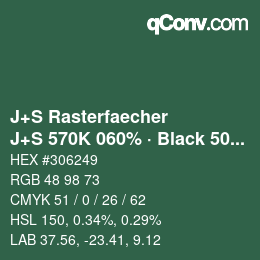 Farbcode: J+S Rasterfaecher - J+S 570K 060% · Black 50% | qconv.com