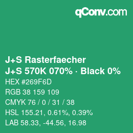 Color code: J+S Rasterfaecher - J+S 570K 070% · Black 0% | qconv.com