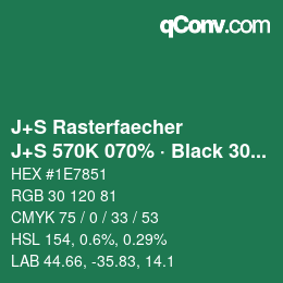 Farbcode: J+S Rasterfaecher - J+S 570K 070% · Black 30% | qconv.com