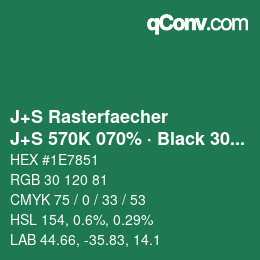 Farbcode: J+S Rasterfaecher - J+S 570K 070% · Black 30% | qconv.com