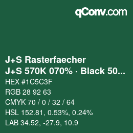 Farbcode: J+S Rasterfaecher - J+S 570K 070% · Black 50% | qconv.com