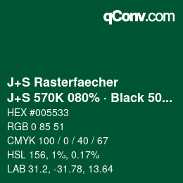 Farbcode: J+S Rasterfaecher - J+S 570K 080% · Black 50% | qconv.com