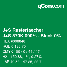 Code couleur: J+S Rasterfaecher - J+S 570K 090% · Black 0% | qconv.com