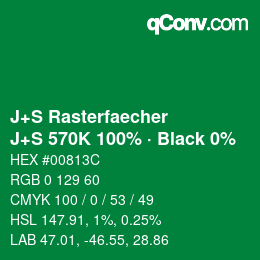 Code couleur: J+S Rasterfaecher - J+S 570K 100% · Black 0% | qconv.com