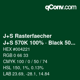 カラーコード: J+S Rasterfaecher - J+S 570K 100% · Black 50% | qconv.com