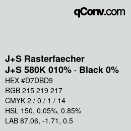 Code couleur: J+S Rasterfaecher - J+S 580K 010% · Black 0% | qconv.com