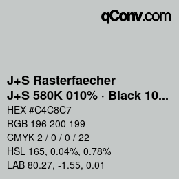 カラーコード: J+S Rasterfaecher - J+S 580K 010% · Black 10% | qconv.com