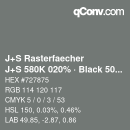 Code couleur: J+S Rasterfaecher - J+S 580K 020% · Black 50% | qconv.com
