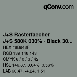 Code couleur: J+S Rasterfaecher - J+S 580K 030% · Black 30% | qconv.com