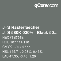 カラーコード: J+S Rasterfaecher - J+S 580K 030% · Black 50% | qconv.com