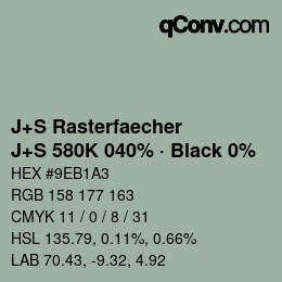 Farbcode: J+S Rasterfaecher - J+S 580K 040% · Black 0% | qconv.com