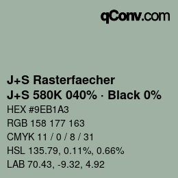 Color code: J+S Rasterfaecher - J+S 580K 040% · Black 0% | qconv.com