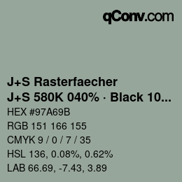 Farbcode: J+S Rasterfaecher - J+S 580K 040% · Black 10% | qconv.com