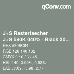Code couleur: J+S Rasterfaecher - J+S 580K 040% · Black 30% | qconv.com