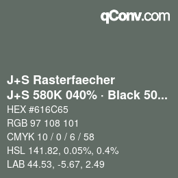 Code couleur: J+S Rasterfaecher - J+S 580K 040% · Black 50% | qconv.com