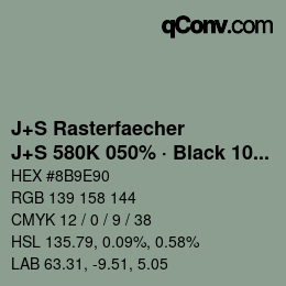 カラーコード: J+S Rasterfaecher - J+S 580K 050% · Black 10% | qconv.com