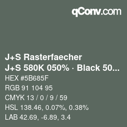 カラーコード: J+S Rasterfaecher - J+S 580K 050% · Black 50% | qconv.com