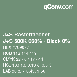 Code couleur: J+S Rasterfaecher - J+S 580K 060% · Black 0% | qconv.com