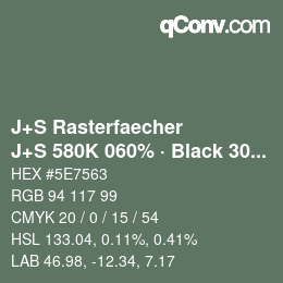 カラーコード: J+S Rasterfaecher - J+S 580K 060% · Black 30% | qconv.com