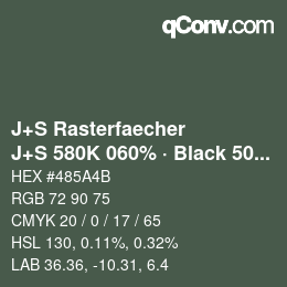 Farbcode: J+S Rasterfaecher - J+S 580K 060% · Black 50% | qconv.com