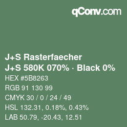 Farbcode: J+S Rasterfaecher - J+S 580K 070% · Black 0% | qconv.com