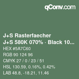 Farbcode: J+S Rasterfaecher - J+S 580K 070% · Black 10% | qconv.com