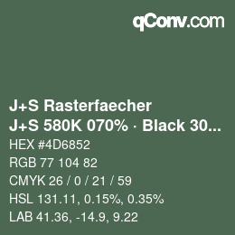 Code couleur: J+S Rasterfaecher - J+S 580K 070% · Black 30% | qconv.com