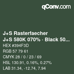 Code couleur: J+S Rasterfaecher - J+S 580K 070% · Black 50% | qconv.com