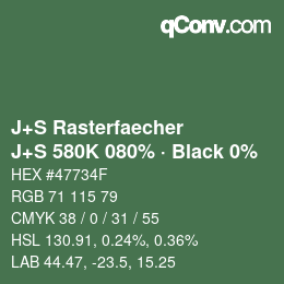 Farbcode: J+S Rasterfaecher - J+S 580K 080% · Black 0% | qconv.com