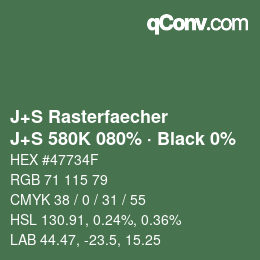 Color code: J+S Rasterfaecher - J+S 580K 080% · Black 0% | qconv.com