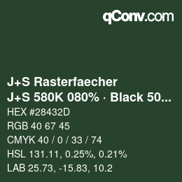 Code couleur: J+S Rasterfaecher - J+S 580K 080% · Black 50% | qconv.com