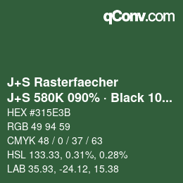 Farbcode: J+S Rasterfaecher - J+S 580K 090% · Black 10% | qconv.com