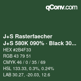 Color code: J+S Rasterfaecher - J+S 580K 090% · Black 30% | qconv.com