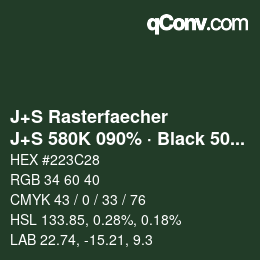 Farbcode: J+S Rasterfaecher - J+S 580K 090% · Black 50% | qconv.com
