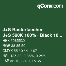 Code couleur: J+S Rasterfaecher - J+S 580K 100% · Black 10% | qconv.com