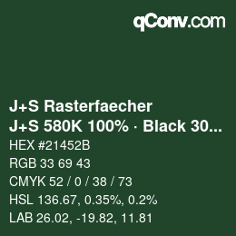 Code couleur: J+S Rasterfaecher - J+S 580K 100% · Black 30% | qconv.com