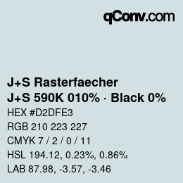 Color code: J+S Rasterfaecher - J+S 590K 010% · Black 0% | qconv.com