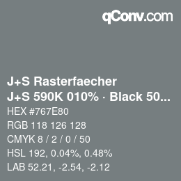 Farbcode: J+S Rasterfaecher - J+S 590K 010% · Black 50% | qconv.com