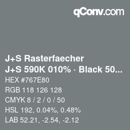 Color code: J+S Rasterfaecher - J+S 590K 010% · Black 50% | qconv.com