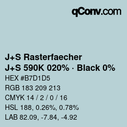 Farbcode: J+S Rasterfaecher - J+S 590K 020% · Black 0% | qconv.com