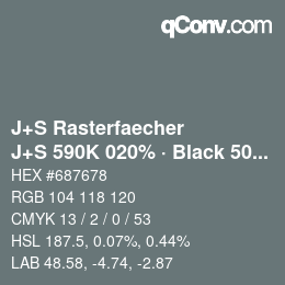 カラーコード: J+S Rasterfaecher - J+S 590K 020% · Black 50% | qconv.com