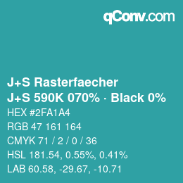Code couleur: J+S Rasterfaecher - J+S 590K 070% · Black 0% | qconv.com
