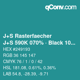 Farbcode: J+S Rasterfaecher - J+S 590K 070% · Black 10% | qconv.com