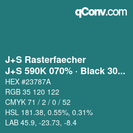 カラーコード: J+S Rasterfaecher - J+S 590K 070% · Black 30% | qconv.com